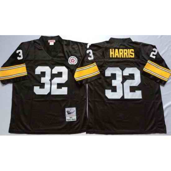 Mitchell And Ness Steelers #32 Franco Harris Black Throwback Stitched NFL Jersey